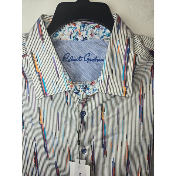 Robert Graham Mens Long Sleeve Button Up Shirt Multi Color Stripe Print Size 2XL - Picture 3 of 8